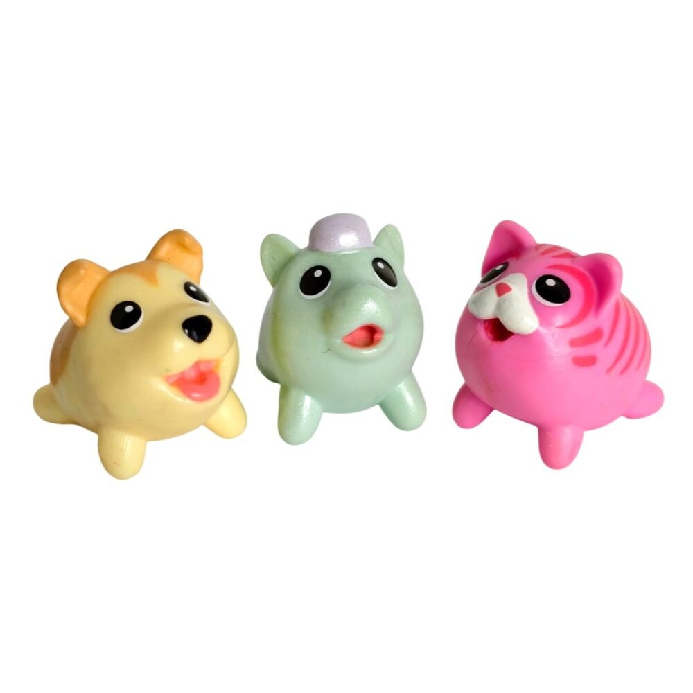Chubby Puppies Dog Unicorn & Cat Set Of 3 Mini Animal Figurines 2" Collectibles